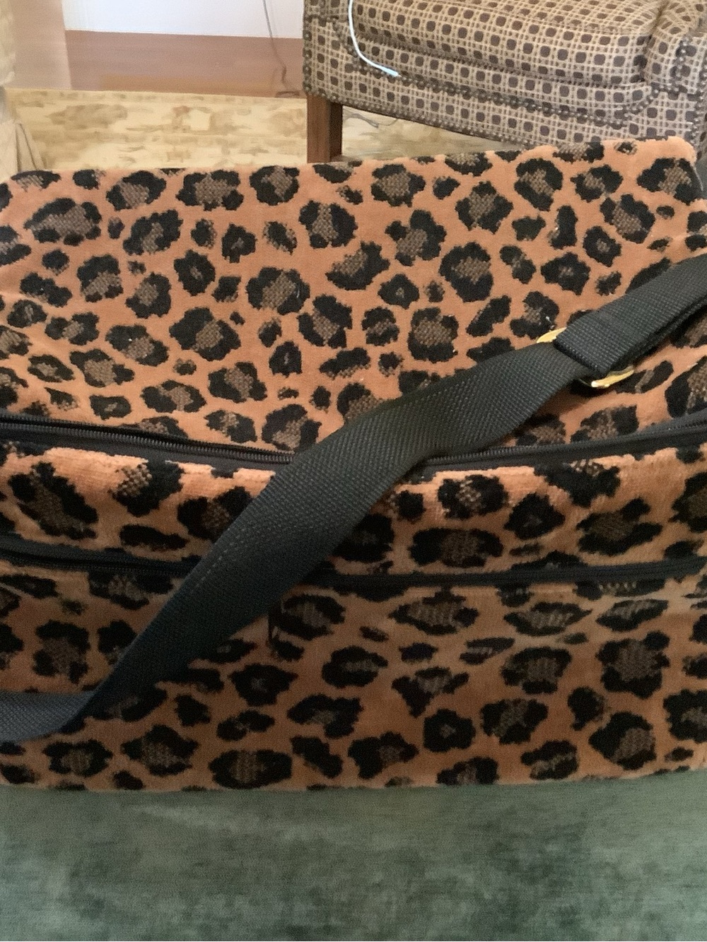 Leopard Print cosmetic weekender padded train case